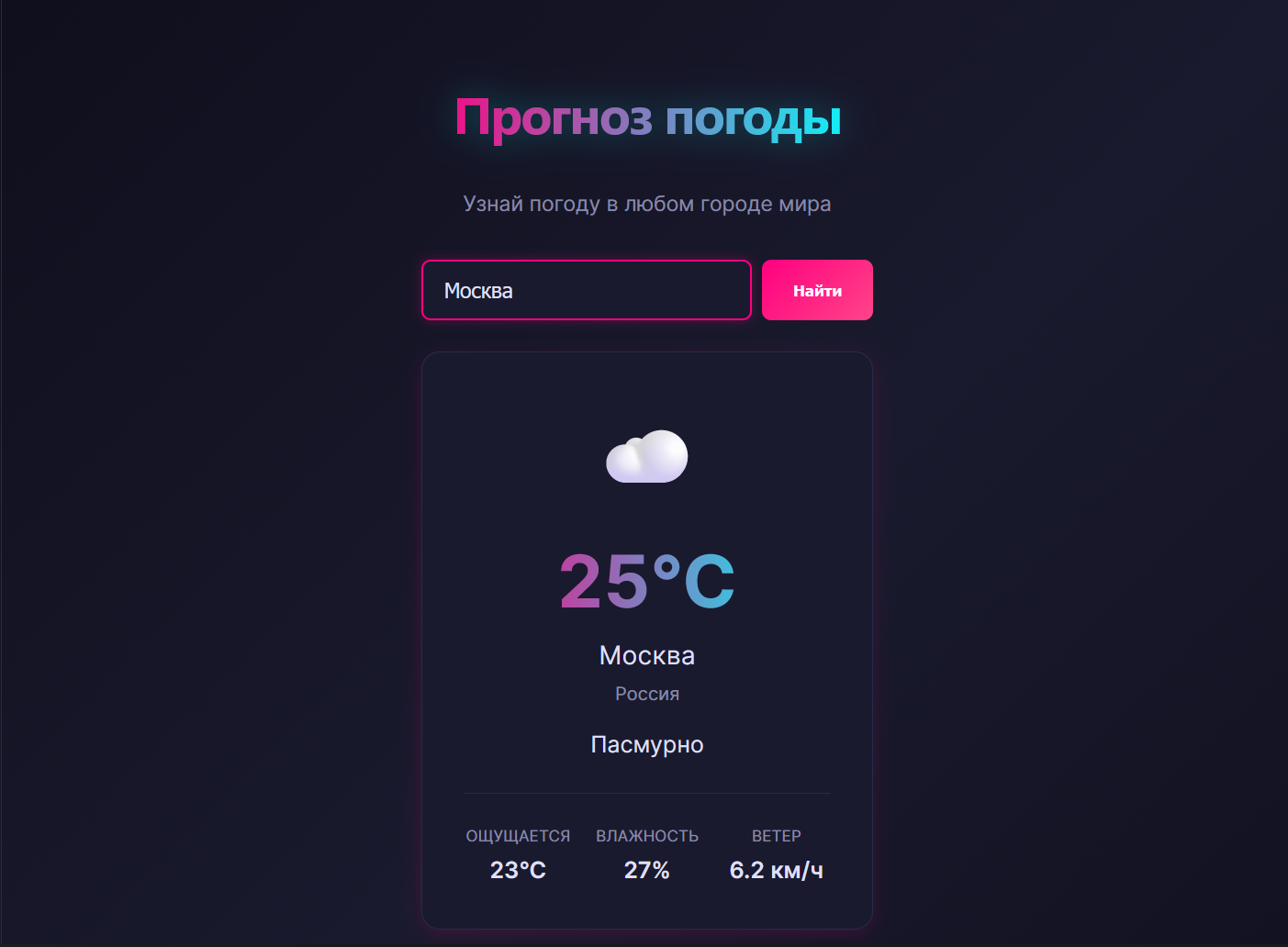 Скриншот приложения Прогноз погоды